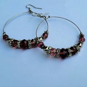 Purple beadded hoops